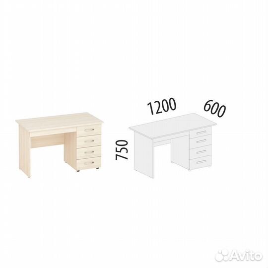 Стол с ящиками (лев/прав) Рубин 40.110 письменный