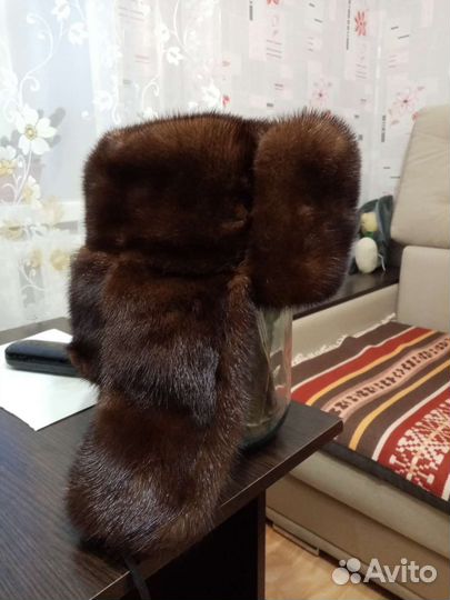 Норковая шапка мужская ушанка