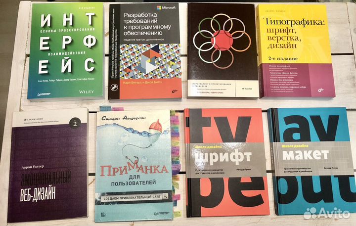 Книги по аналитике, типографии и дизайну для Насти