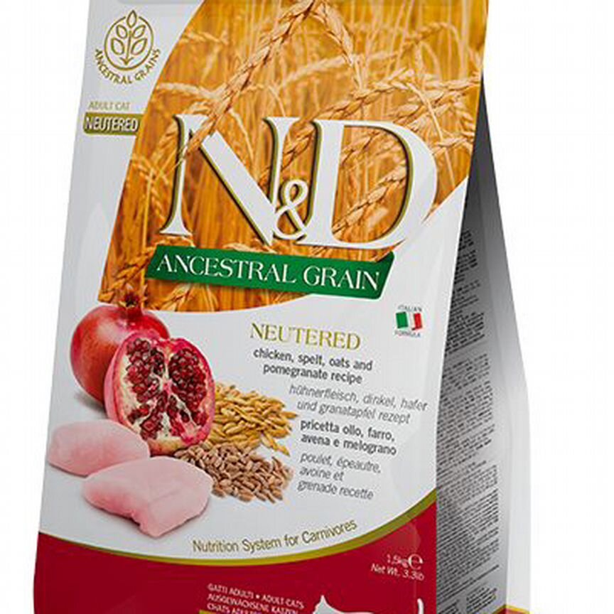 Farmina N&D ancestral grain neutered 1.5kg Курица