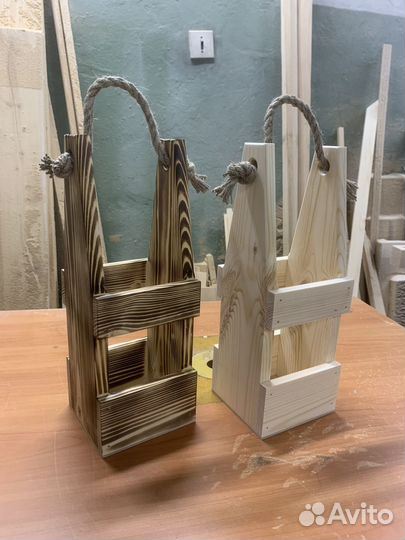 Ящик деревянный, подарочный, переноска для бутылок