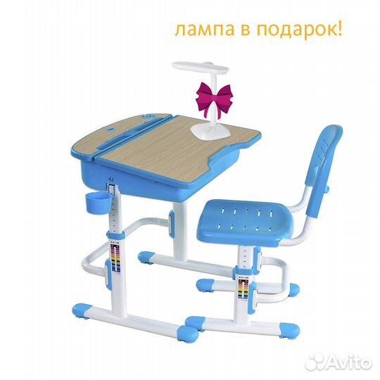 Растущая парта и стул Capri (голубой/розовый)