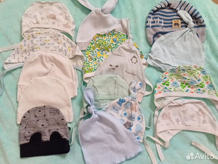 Шапочки для новорожденного 15 штук