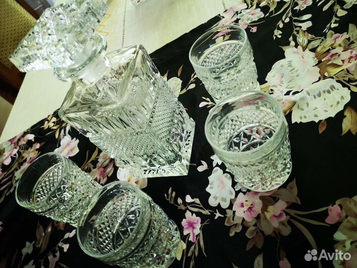 Графин хрустальный Богемия и 4 стакана