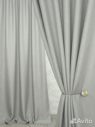 Плотные шторы серые