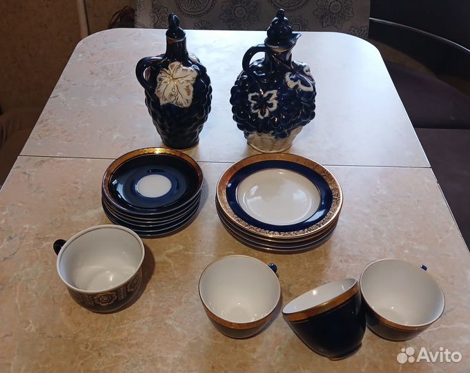 Блюдца, тарелки, чашки, кобальт времён СССР, лфз