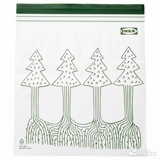 Истад Многоразовый пакет, узорчатый/зеленый,2,5 л