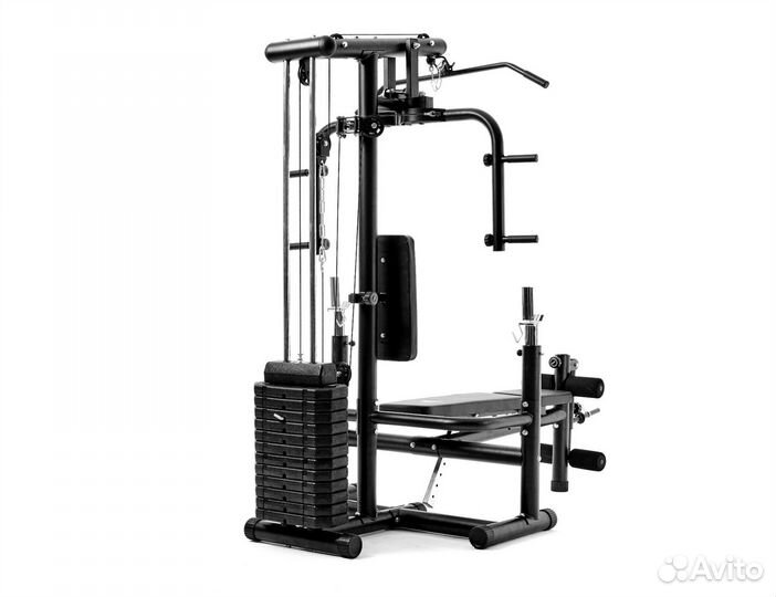 Силовой тренажер со скамьей для жима новый