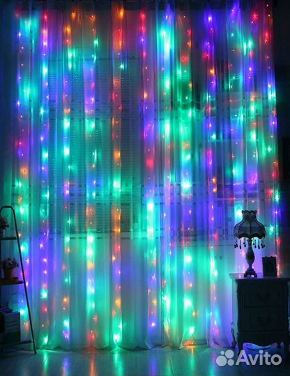 Гирлянда штора водопад дождь светодиодная