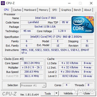 Процессор Intel Core i7 860