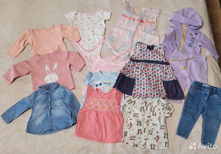 Вещи для девочки пакетом на 9-12 месяцев, 74-80 р