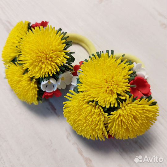 Одуванчики заколка, резинка, ободок