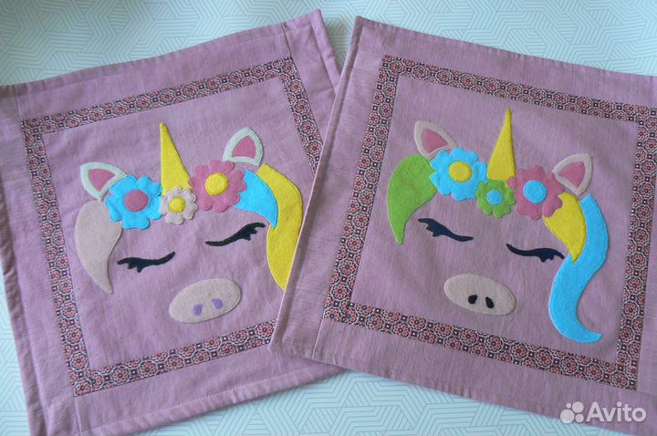 Чехол на подушку Единорог(новая/ручная работа)