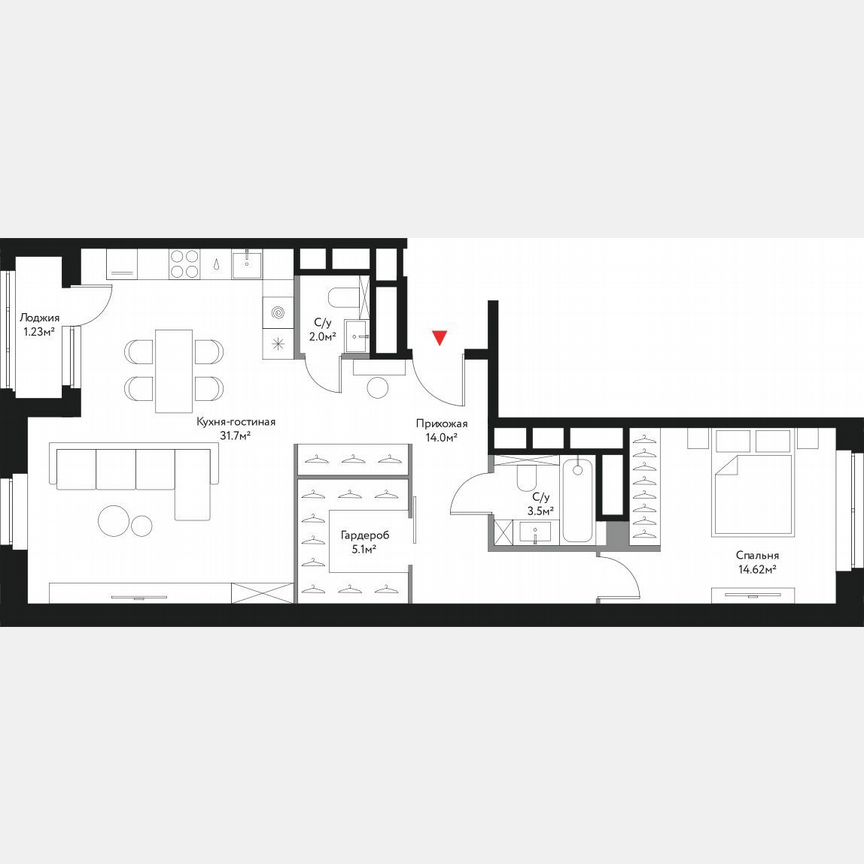 1-к. квартира, 72,2 м², 10/20 эт.