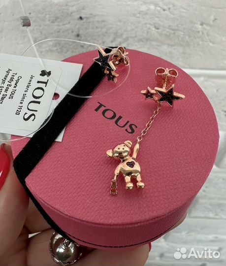 Серьги Tous Тоус Teddy Bear Stars серебро vermeil