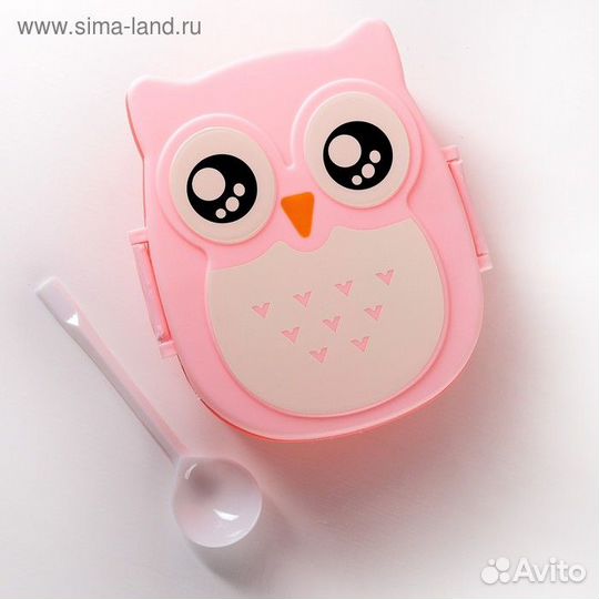 Ланч-бокс пластиковый с ложкой«Совушка», 2 отделен