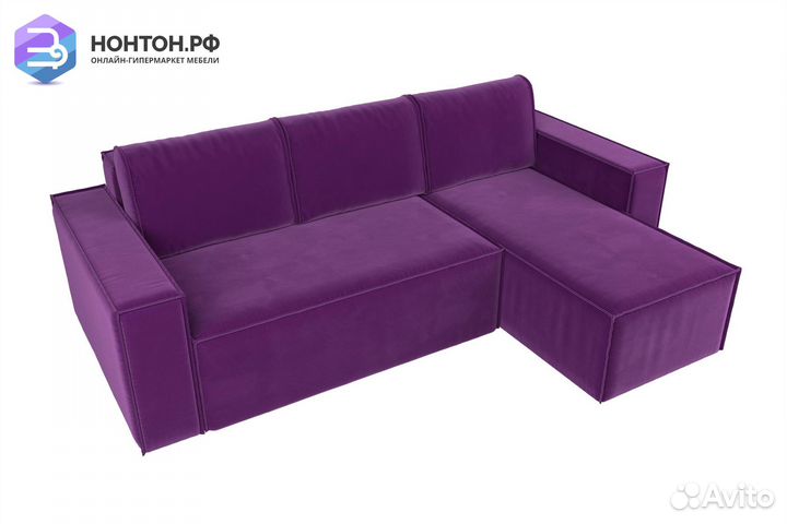 Диван угловой еврокнижка Куба микровельвет фиолето