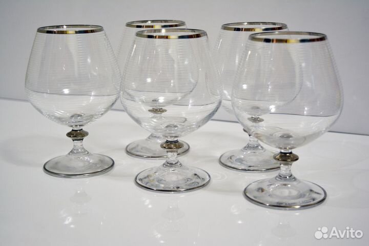 Бокалы коньячные, винные, Чешское стекло