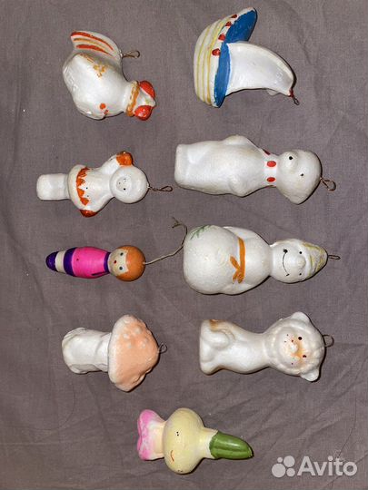 Елочные игрушки СССР пенопласт 9 шт. (одним лотом)