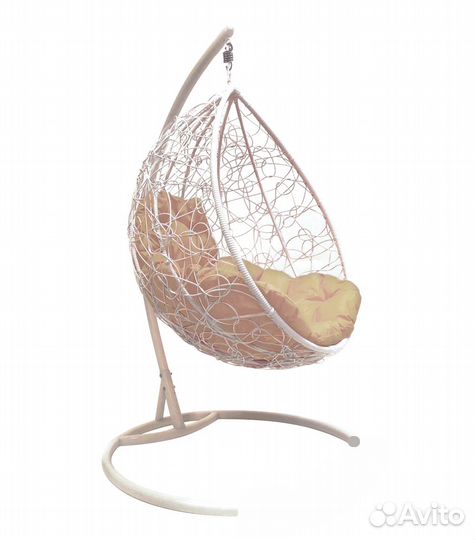 Подвесное кресло-кокон Капля с ротангом