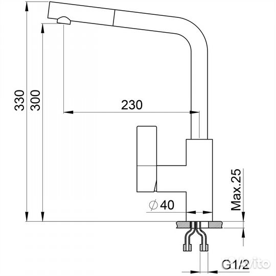 Смеситель для кухни Point PN3102B черный