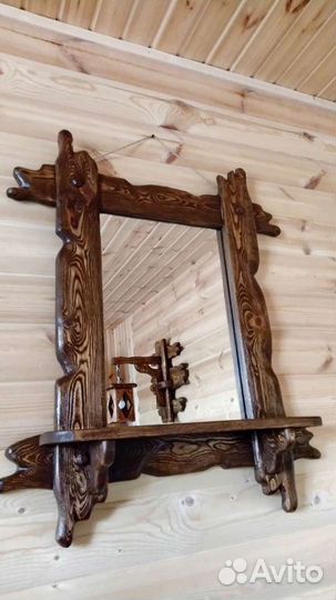 Зеркало из массива дерева ручной работы