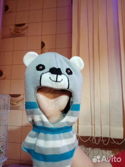 Шапка шлем зимняя для мальчика 1-2 года