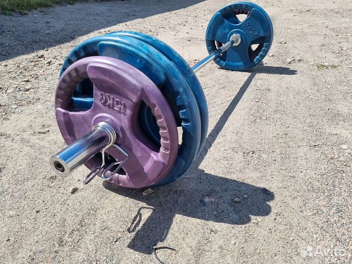 Штанга олимпийская 145 кг. блины евро 3 хвата