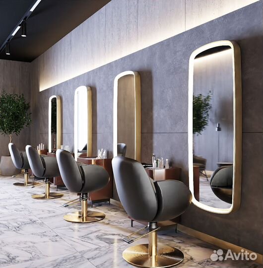 Зеркало в золотой раме с подсветкой