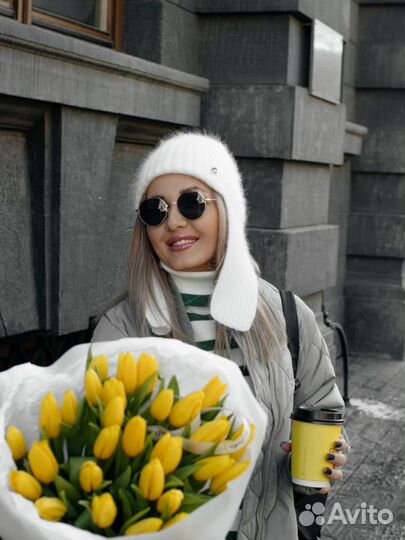 Шапка женская из ангоры ушанка осень-зима