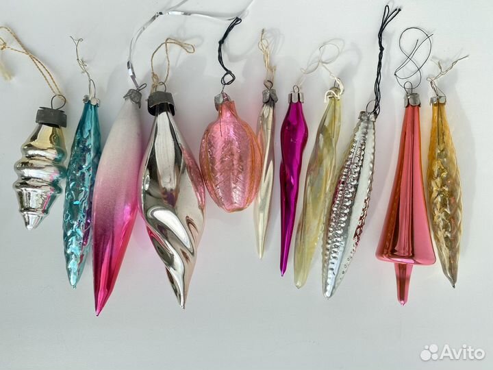 Елочные сосульки рыбки игрушки, новогодние 60е