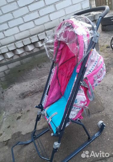 Санки с чехлом розовые