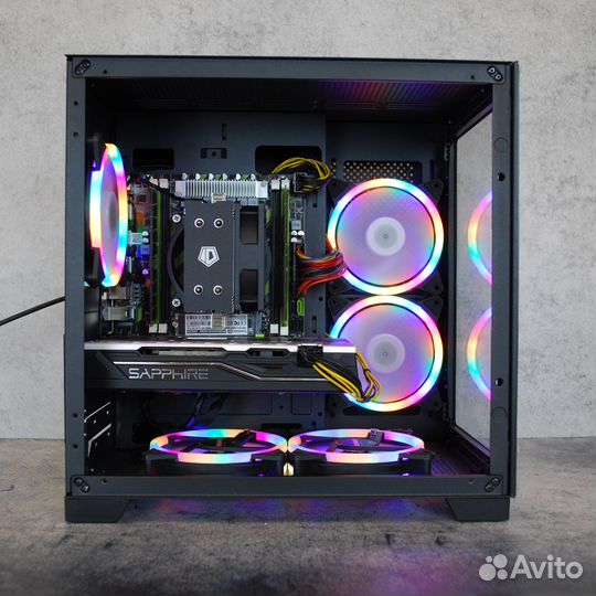 Игровой Xeon E5 2680V2 10 ядер + RX 570 Аквариум