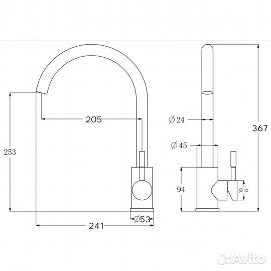 Смеситель для кухни Esko K45 Black