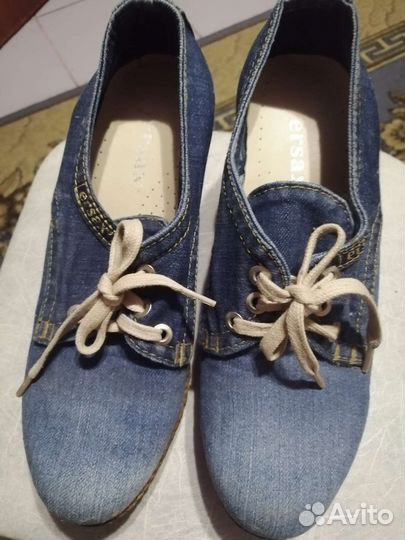 Ботинки сабо джинсовые