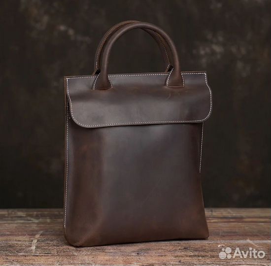Винтажная мужская сумка/портфель из нат-ой кожи