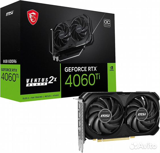 Видеокарта MSI RTX 4060 Ti ventus 2X black 8G OC