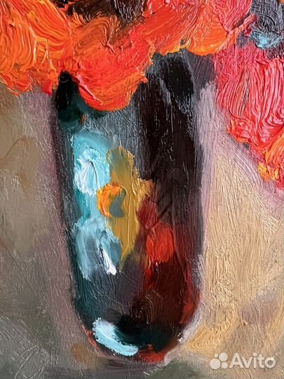 Картина маслом маки натюрморт цветы