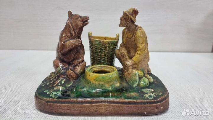 Редкость Старая гжель чернильница Вершки Корешки