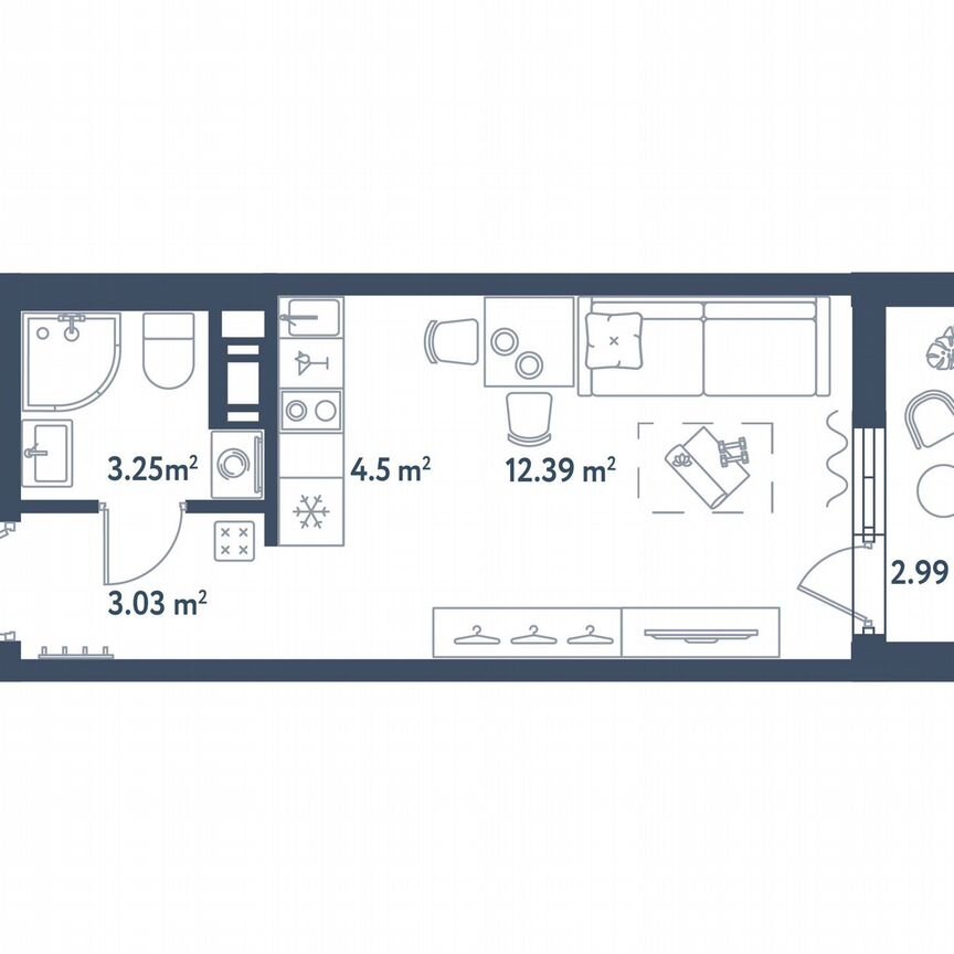 Квартира-студия, 24,7 м², 10/11 эт.