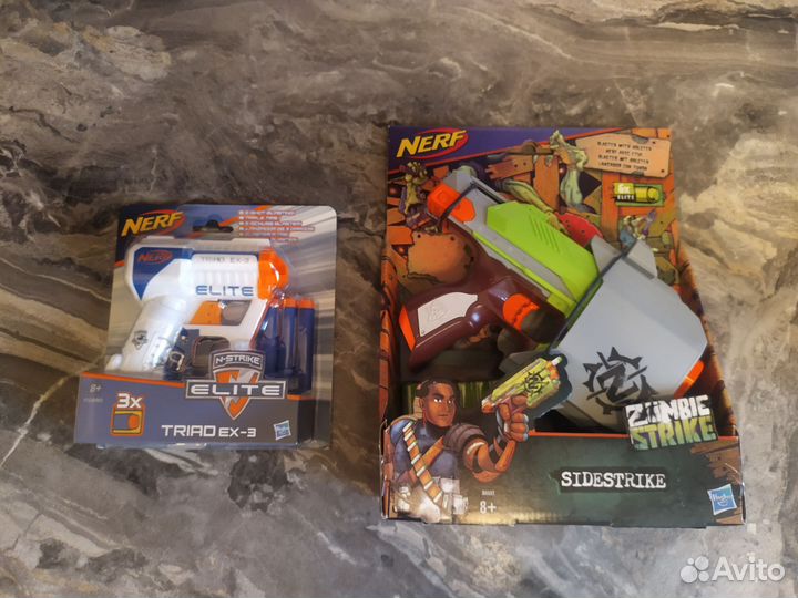 Бластеры Nerf Sidestrike и Elite Triad новые