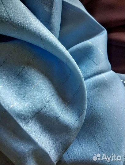 Ткань СССР. Шёлк. Белый и голубой. Винтаж