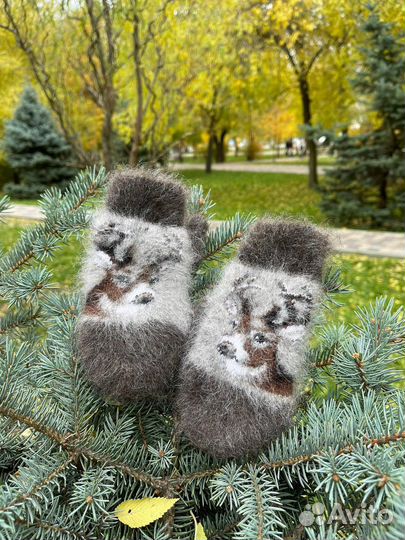 Пуховые варежки детские Козий пух