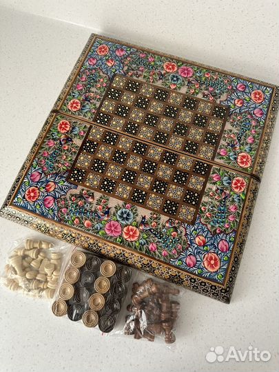 Нарды, шахматы и шашки 3в1 ручная работа