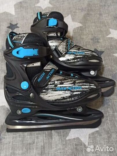 Коньки ледовые раздвижные детские rush action
