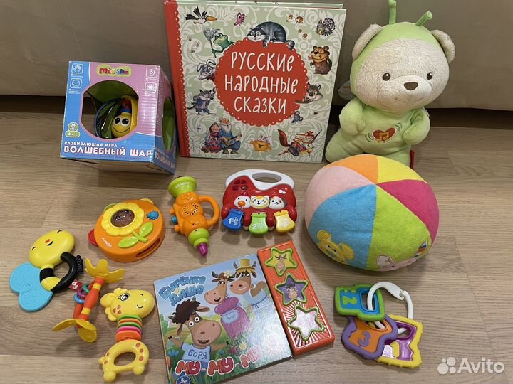 Музыкальные игрушки,прорезыватели,книги. От 6мес