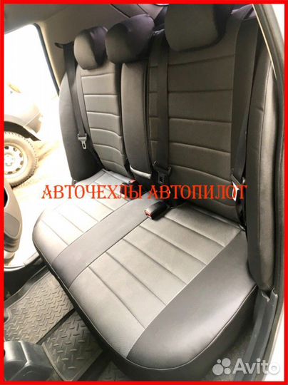 Чехлы Автопилот Nissan Tiida из экокожи чёрно-серы