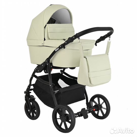 Коляска Nino короб+рама Кожа гелевые колеса