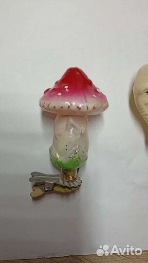 Слон и мухомор на прищепке стекло СССР