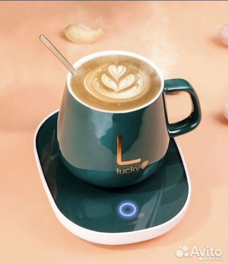 Кружка с подогревом с крышкой и ложкой